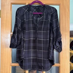 Torrid Dark Plaid V-Neck Blouse